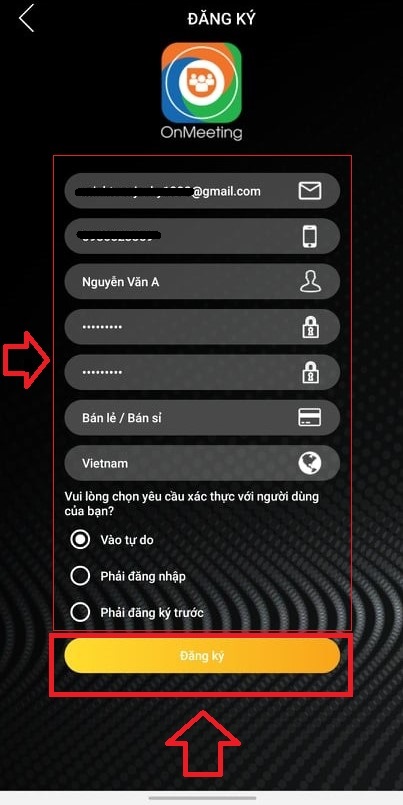 Nhập thông tin cá nhân