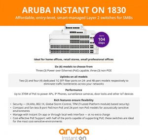 Thông số kỹ thuật thiết bị chuyển mạch Aruba Instant On 1830 8G
