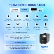 Trạm Điện Lưu Động RealBang K1200 315000mAh PD18w/PD100w 220v/1200w (K1200)